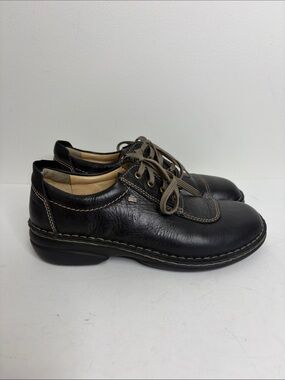 Finn Comfort Shoes Womens 38 7.5 Black Leather Sneaker Walking Retro Office